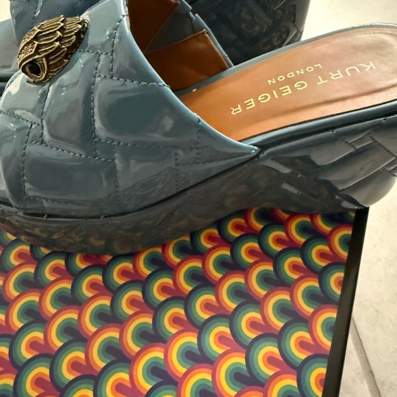 Kurt Geiger blue slides, quilted size 8 - Picture 2 of 5